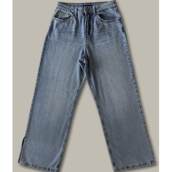 Sincerly Jules Denim - Sincerely Jules Baggy Y2K Wide Leg Jeans 9/29 Light Wash Side Slit High Rise